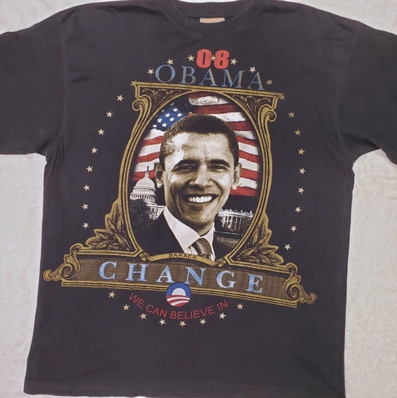 2008 BARACK OBAMA CHANGE WE CAN BELIEVE IN T SHIRT OVERSIZED GRAPHIC XL EUC - Picture 2 of 12